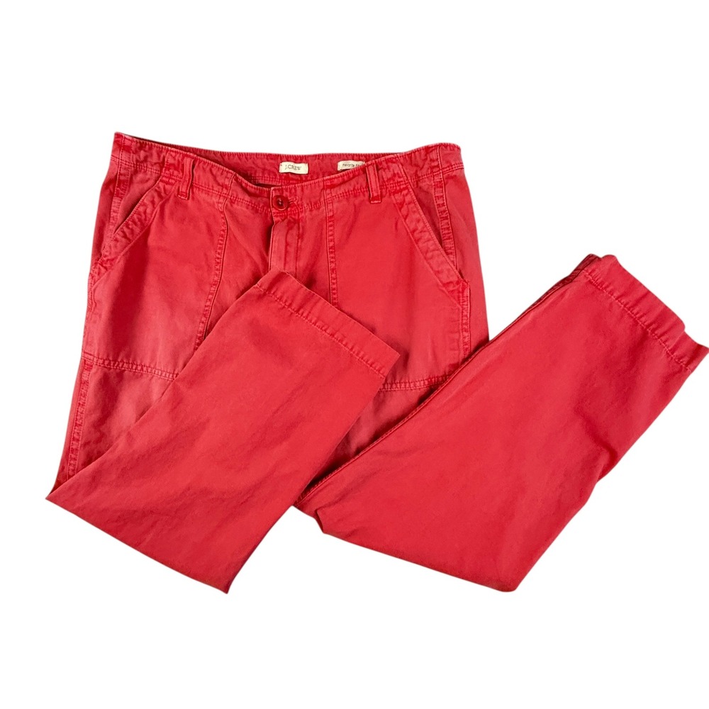 J.Crew Favorite Fit Pants Womens Size 12 Cropped Casual Pants Red Pockets